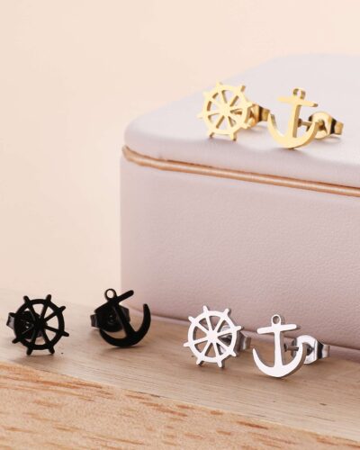 Rudder and Anchor Stainless Steel Earring Wholesale