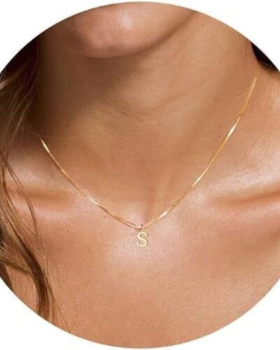 A-Z Long Gold Name Necklace Pendant Women Men