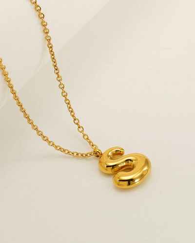 Minimalist 3D Solid A-Z Letter Gold Plated Necklace