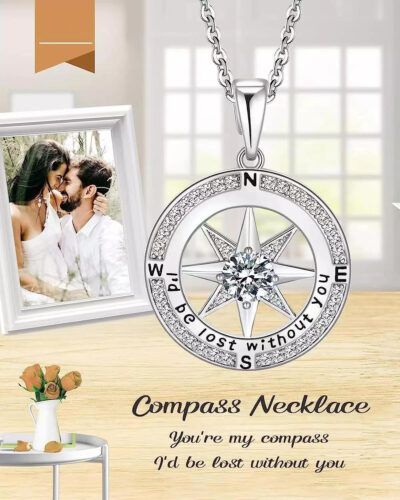 Alternative view of S925 Compass Birthstone Necklace Gifts for Wife Anniversary Jewelry