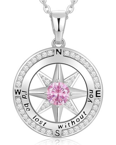 S925 Compass Birthstone Necklace Gifts 11