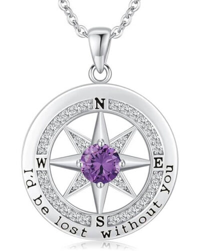 S925 Compass Birthstone Necklace Gifts 13