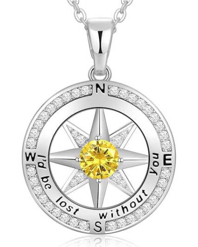 S925 Compass Birthstone Necklace Gifts 14