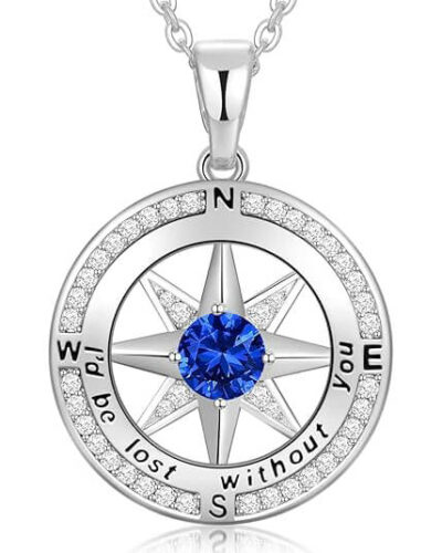 S925 Compass Birthstone Necklace Gifts 15
