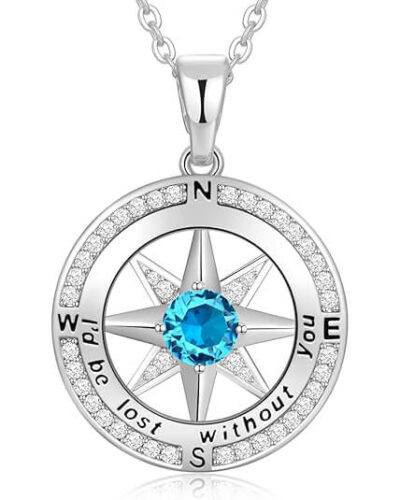 S925 Compass Birthstone Necklace Gifts 16