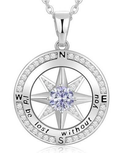 S925 Compass Birthstone Necklace Gifts 21