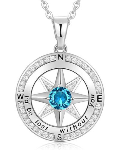 S925 Compass Birthstone Necklace Gifts 4