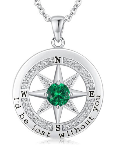 S925 Compass Birthstone Necklace Gifts 7