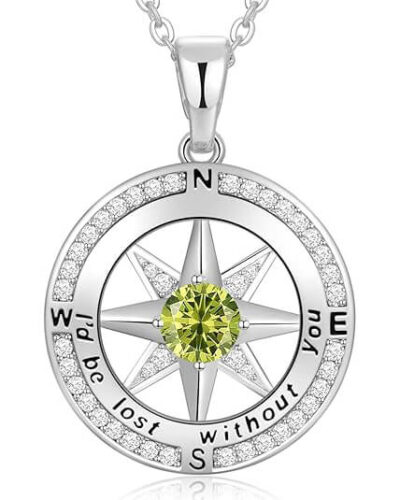 S925 Compass Birthstone Necklace Gifts 8