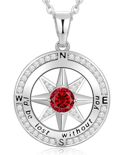S925 Compass Birthstone Necklace Gifts 9