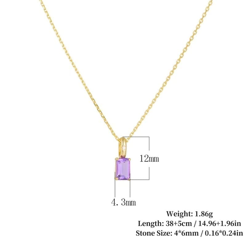 S925 Silver Minimalist Baguette Peridot August Birthstone Necklace 5