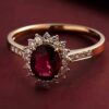S925 Silver Vintage Ruby Red Zircon Engagement Ring