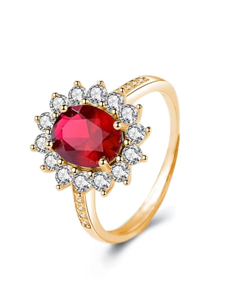 S925 Silver Vintage Ruby Red Zircon Engagement Ring