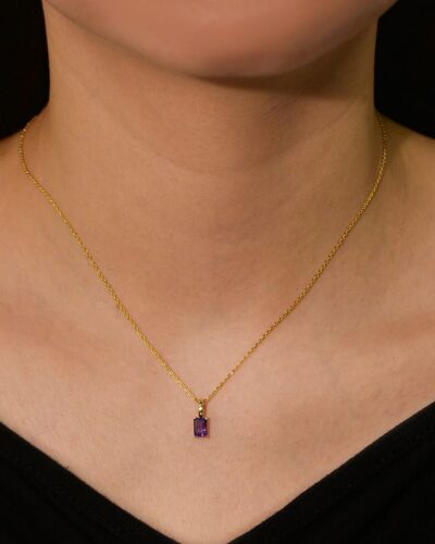 S925 Sterling Silver Dainty Amethyst February Birthstone Necklace