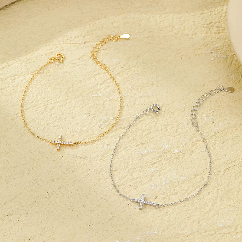 S925 Sterling Silver Bracelets with Cross for Women