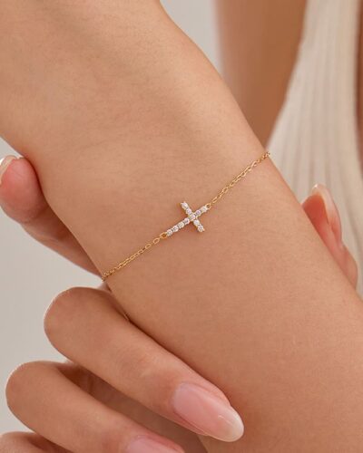 S925 Sterling Silver Bracelets with Cross for Women