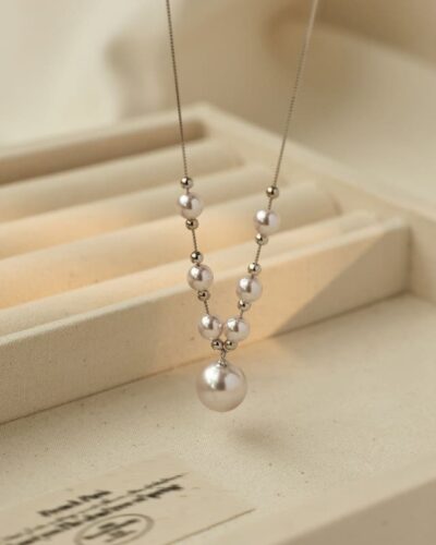 S925 Sterling Silver Pearl Necklace Elegant Vintage Style