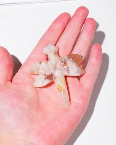 Sakura Agate Pink Dragonfly Crystal Carving Bulk