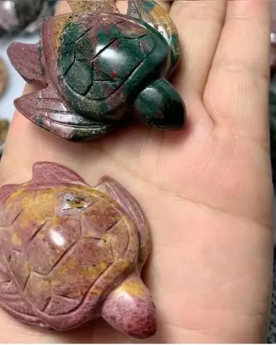 Sea Turtle Ocean Jasper Crystal Stone Carvings