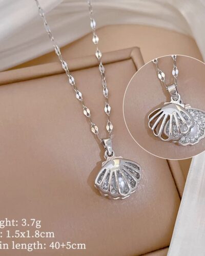Seashell Pearl Gold Stainless Steel Locket Necklace