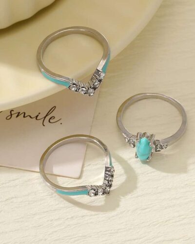 Alternativní pohled na Set of 3 Turquoise Womens Vintage Rings