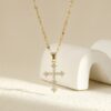 Shiny Cubic Zirconia Cross Necklace Clavicle Chain