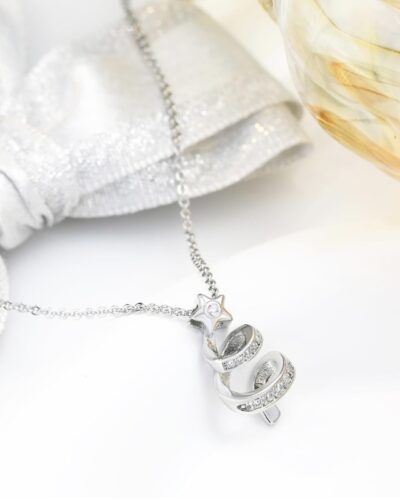 Fantasy Silver Christmas Tree Necklace Lucky Star Xmas Gift