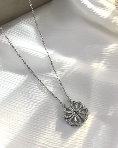 Folding Stainless Steel Four-Leaf Clover Gold Necklace