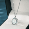 Silver Luxury Teardrop Synthetic Opal Solitaire Necklace