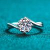 Silver Moissanite Ring with 925 Sterling Silver Snowflake Design