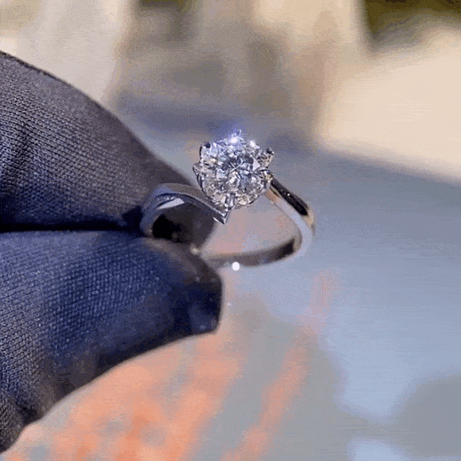 Silver Moissanite Ring with 925 Sterling Silver Snowflake Design