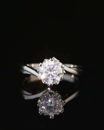 Vaihtoehtoinen näkymä Silver Moissanite Ring with 925 Sterling Silver Snowflake Design:stä