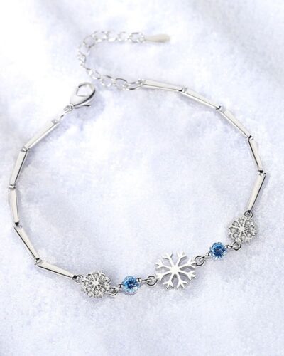 Silver Snowflake Christmas Wish Bracelet Gift for Her