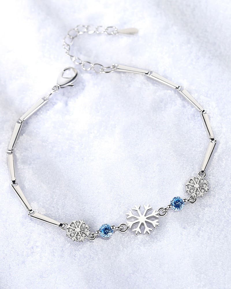 Silver Snowflake Christmas Wish Bracelet Gift for Her