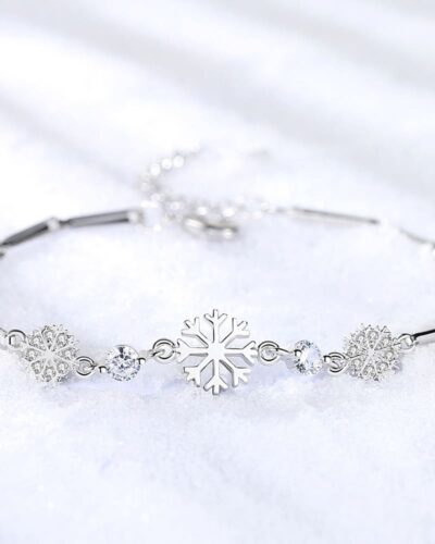 Silver Snowflake Christmas Wish Bracelet Gift for Her