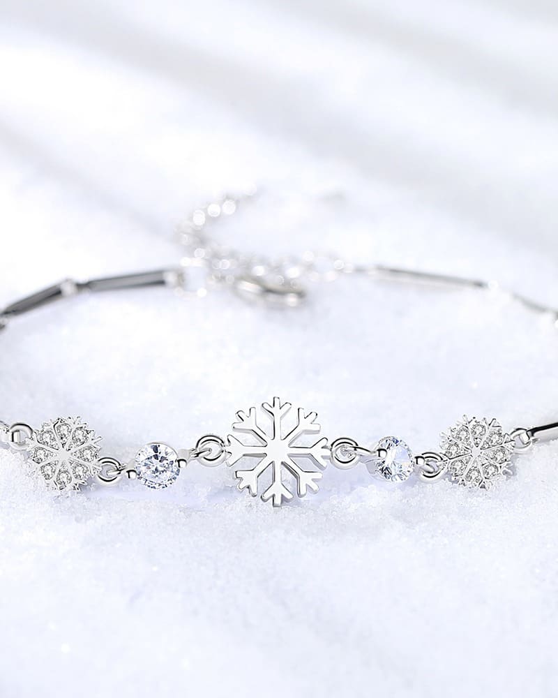 Silver Snowflake Christmas Wish Bracelet Gift for Her