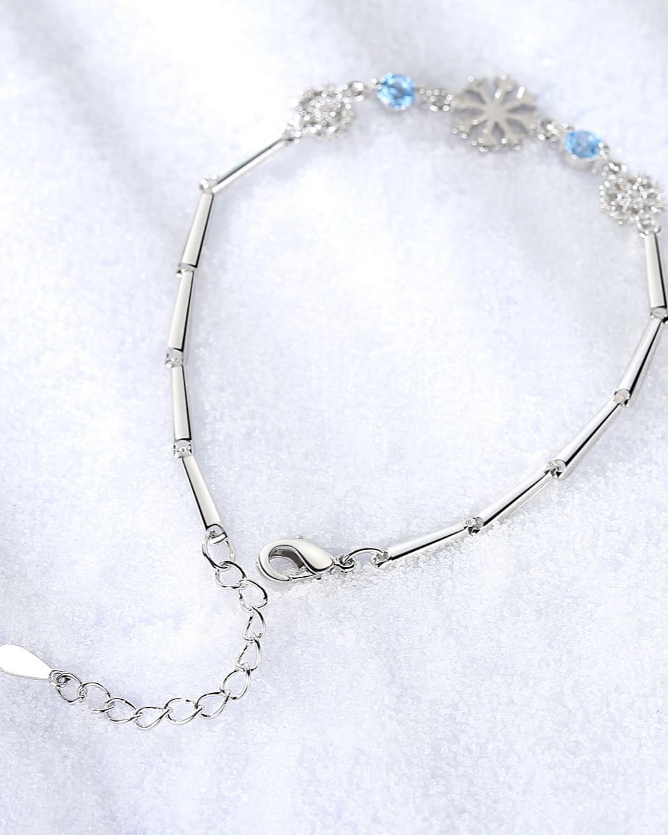 Silver Snowflake Christmas Wish Bracelet Gift for Her