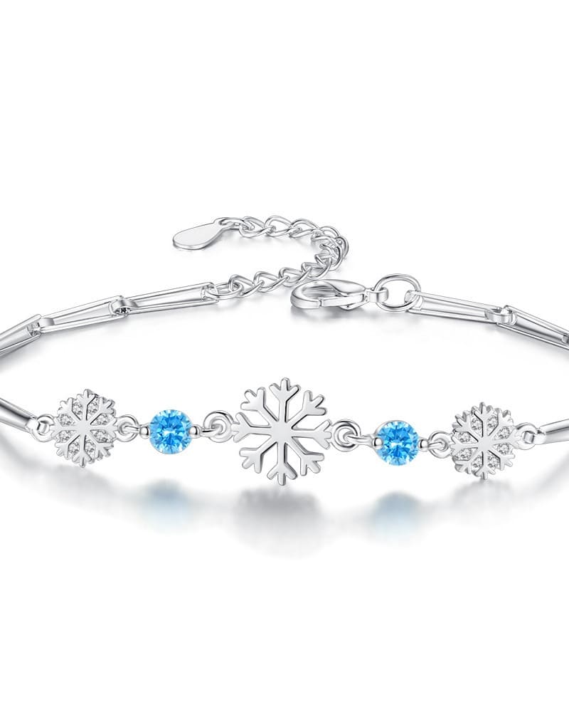 Silver Snowflake Christmas Wish Bracelet Gift for Her