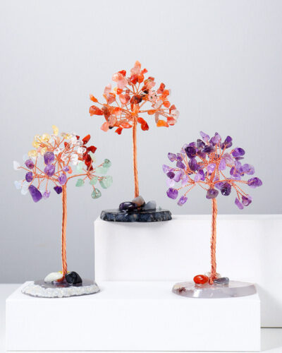 Simple Crystal Tree of Life and Chakras Agate Base Wholesale