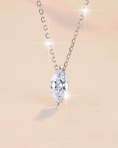 Simple D Color 925 Sterling Silver Marquise Moissanite Necklace (5)