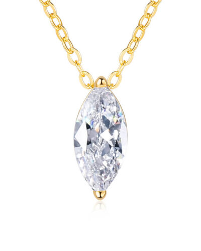 Simple D Color 925 Sterling Silver Marquise Moissanite Necklaceの別ビュー