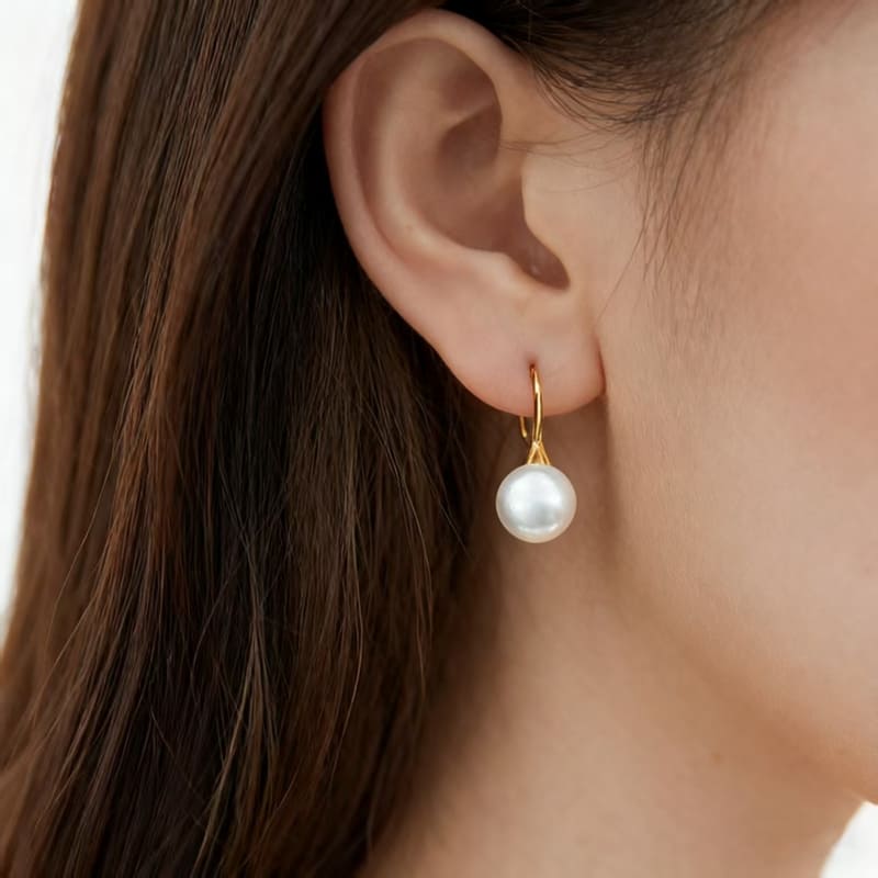 Simple Gold Freshwater Everyday Pearl Earrings Hooks