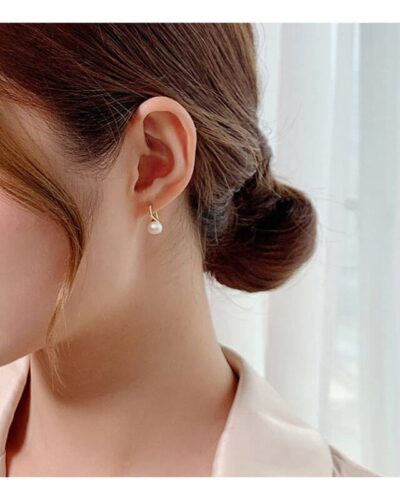 Simple Gold Freshwater Everyday Pearl Earrings Hooks