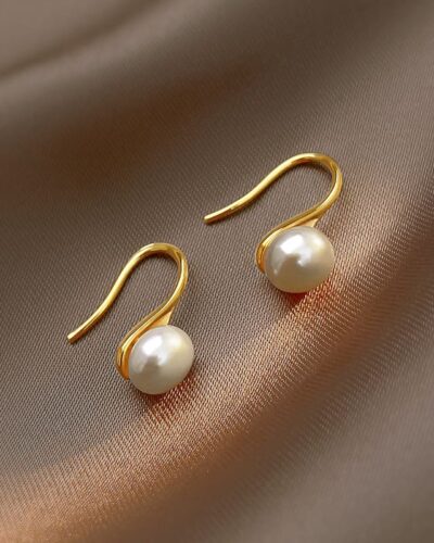 Simple Gold Freshwater Everyday Pearl Earrings Hooks