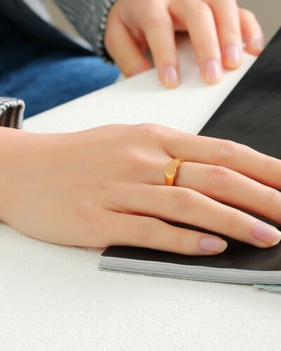 Personalized Gold Heart Signet Ring Statement Ring Band Unisex