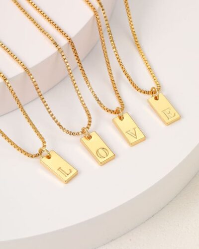 Simple Gold Letter Necklace A-Z Pendant Wholesale