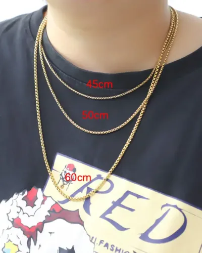 Simple Golden Rounded Stainless Steel Box Chain Wholesale 4