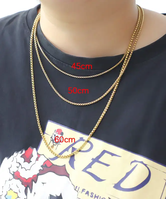 1Pcs 2-5MM Simple Golden Rounded Stainless Steel Box Chain Wholesale - immagine 3