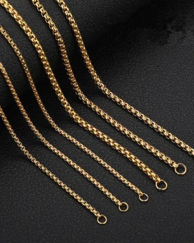 Simple Golden Rounded Stainless Steel Box Chain Wholesale