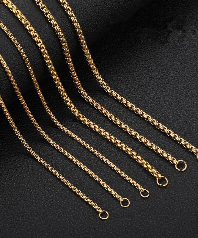 Simple Golden Rounded Stainless Steel Box Chain Wholesale